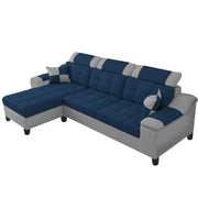 Miyami LHS 4 Seater L Shape Set for Living Room (Blue & Grey Fabric)