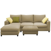 Rihan 4 Seater L Shape Sofa Set with Ottoman for Living Room (Cream Fabric) Left Side Sofa