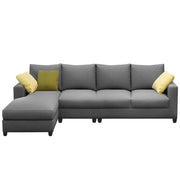 Rihan 6 Seater L Shape Sofa Set Living Room (Grey Fabric) Left Side Sofa