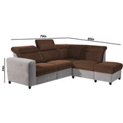 Nanzy 4 Seater L Shape Sofa Set for Living Room | Colour (Brown Grey) Right Side