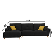 Antonio LHS 4 Seater L Shape Sofa Set for Living Room (Black Premium Fabric)