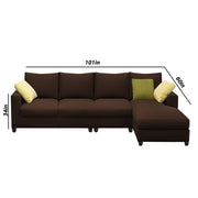 Rihan 6 Seater L Shape Sofa Set Living Room (Brown Fabric) Right Side Sofa