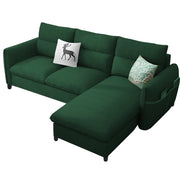 Andon 4 Seater L Shape Sofa Set for Living Room (Green Fabric) Right Side Sofa