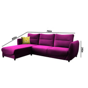 Stella LHS 4 Seater L Shape Sofa Set for Living Room (Purple) Premium Velvet Fabric Sofa