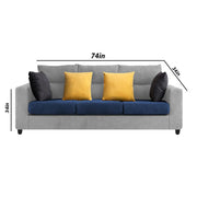 Hazer 3 Seater L Shape Sofa Set for Living Room (Blue Grey Fabric) Left Side