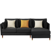 Croosen RHS 4 Seater L Shape Sofa Set for Living Room (Black Colour) Premium Velvet Fabric