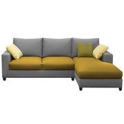 Rihan 4 Seater L Shape Sofa Set Living Room (Yellow Grey Fabric) Right Side Sofa