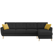 Lizel RHS 6 Seater L Shape Sofa Set for Living Room (Black Fabric) Premium Velvet Fabric Sofa