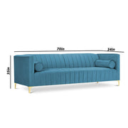 Canova 3+1 Seater Sofa Set for Living Room (Turquise) Premium Velvet Fabric Sofa