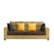 Hazer 3 Seater L Shape Sofa Set for Living Room (Cream Brown Fabric) Left Side