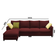 Rihan 6 Seater L Shape Sofa Set Living Room (Maroon Fabric) Left Side Sofa