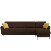 Lizel RHS 6 Seater L Shape Sofa Set with Center Table for Living Room (Brown Fabric) Premium Velvet Fabric Sofa