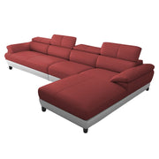Amok 6 Seater L Shape Sofa Set for Living Room (Maroon Grey Leathertte) Right Side