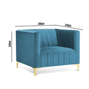 Canova 3+1 Seater Sofa Set for Living Room (Turquise) Premium Velvet Fabric Sofa