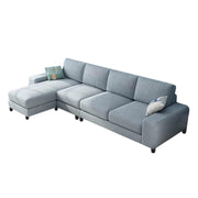 Hudson 5 Seater L Shape Sofa Set for Living Room (Blue Fabric) Left Side