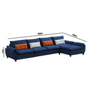 Abner 6 Seater L Shape Sofa for Living Room Color - Blue | Right Side Sofa.