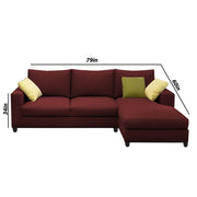 Rihan 4 Seater L Shape Sofa Set Living Room (Maroon Fabric) Right Side Sofa