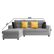 Hazer 4 Seater L Shape Sofa Set for Living Room (Grey Fabric) Left Side