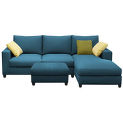 Rihan 4 Seater L Shape Sofa Set with Ottoman for Living Room (Turquise Fabric) Right Side Sofa