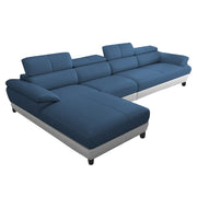 Amok 6 Seater L Shape Sofa Set for Living Room (Blue Grey Leathertte) Left Side