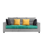 Hazer 3 Seater L Shape Sofa Set for Living Room (Teal Grey Fabric) Left Side