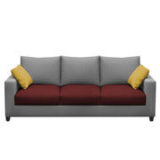 Rihan 3 Seater Sofa Set Living Room (Maroon Grey Fabric)