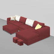 Badger RHS 8 Seater L Shape Sofa Set with Center Table for Living Room (Grey Fabric) Premium Fabric Sofa
