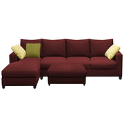 Rihan 8 Seater L Shape Sofa Set with Ottoman for Living Room (Maroon Fabric) Left Side Sofa