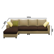 Rihan 6 Seater L Shape Sofa Set Living Room (Cream Brown Fabric) Left Side Sofa