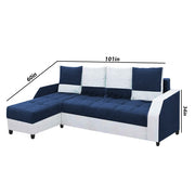Severny 6 Seater L Shape Sofa Set for Living Room (Blue Grey Fabric) Left Side