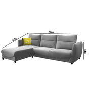 Stella LHS 4 Seater L Shape Sofa Set for Living Room (Grey) Premium Velvet Fabric Sofa