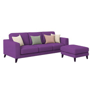 Grayon 3 Seater L Shape Convertible Sofa Set for Living Room, 3 Seater & Ottoman Modular Sectional Couch for Small Space (Grey Dark Grey Colour) Fabric