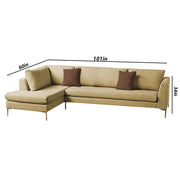 Romeio LHS 6 Seater L Shape Sofa Set for Living Room (Cream Fabric)