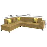 Rio 6 Seater L Shape Sofa for Living Room | Color - Beige Leatherette | Left Side Sofa