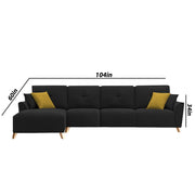 Antonio LHS 6 Seater L Shape Sofa Set for Living Room (Black Premium Fabric)