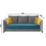 Francy 3 Seater Sofa Set for Living Room | (Turquise Fabric)