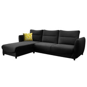 Stella LHS 4 Seater L Shape Sofa Set for Living Room (Black) Premium Velvet Fabric Sofa