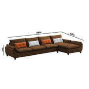 Abner 6 Seater L Shape Sofa for Living Room Color - Brown | Right Side Sofa.