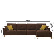Antonio RHS 6 Seater L Shape Sofa Set for Living Room (Brown Premium Fabric)