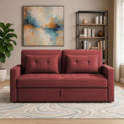 Treshta 2 Seater Pull-Out Premium Fabric Sofa Cum Bed Sofa Set for Living Room (Blue Fabric Color) Premium Fabric Sofa Set for Living Room