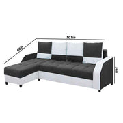 Severny 6 Seater L Shape Sofa Set for Living Room (Black Grey Fabric) Left Side