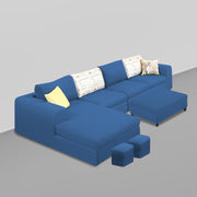 Badger RHS 8 Seater L Shape Sofa Set with Center Table for Living Room (Grey Fabric) Premium Fabric Sofa