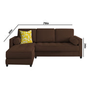 Sthone LHS 6 Seater L Shape Sofa Set for Living Room (Brown Fabric)