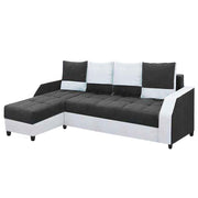Severny 6 Seater L Shape Sofa Set for Living Room (Black Grey Fabric) Left Side