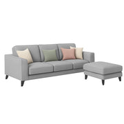 Grayon 3 Seater Convertible Sofa Set for Living Room, 3 Seater & Ottoman Modular Sectional Couch for Small Space (Black Colour) Fabric Sofa Set