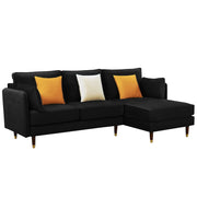Croosen RHS 4 Seater L Shape Sofa Set for Living Room (Black Colour) Premium Velvet Fabric