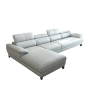 Amok 6 Seater L Shape Sofa Set for Living Room (Grey Leathertte) Left Side