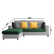 Hazer 4 Seater L Shape Sofa Set for Living Room (Green Grey Fabric) Left Side