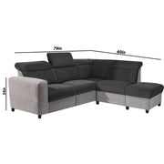 Nanzy 4 Seater L Shape Sofa Set for Living Room | Colour (Black Grey) Right Side