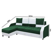 Severny 6 Seater L Shape Sofa Set for Living Room (Green Grey Fabric) Left Side